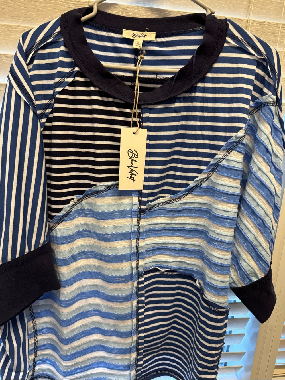 Blue Velvet Women's Blue Striped Tee - Picture 2 of 3